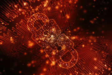 2d illustration Safety concept: Closed Padlock on digital background