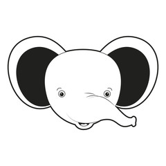 sketch silhouette monochrome caricature face elephant cute animal vector illustration