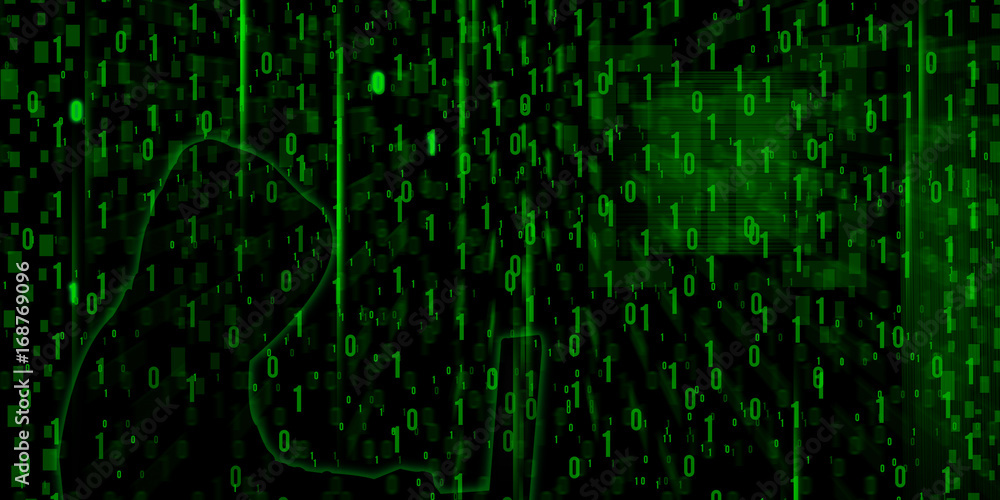 Poster conceptual image of hacker. connected background & wallpaper