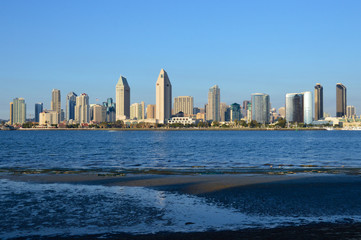 Panorama of city skyscrapers in California, San Diego