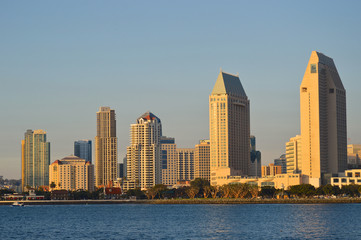 Fototapeta na wymiar Panorama of city skyscrapers in California, San Diego