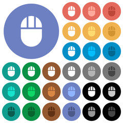Three buttoned computer mouse round flat multi colored icons