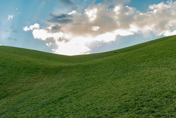 Spring in the valleys and hills of Tuscany in the province of Siena Italy