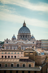 Fototapeta na wymiar View of St Peter's basilica and Vatican from the castle in Rome 4