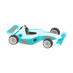 Blue Sportive Car, Racing Related Objects Part Of Racer Attribute Illustration Set