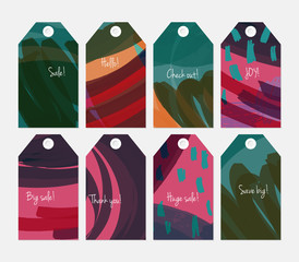 Marker brush doodles strokes scribbles bright pink green purple tag set