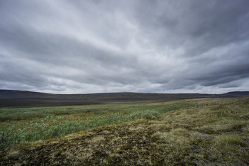 Obraz premium Iceland - Dark atmosphere at lonely flat landscape of volcanic origin
