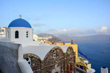 Panorama Greek island of Santorini In summer