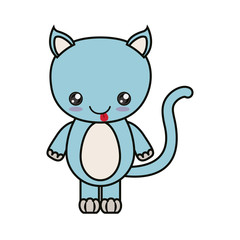 colorful kawaii caricature cute expression and tongue out of cat animal