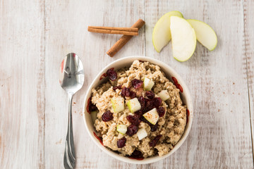 Oatmeal Breakfast Cereal With Fruit and Cinnamon