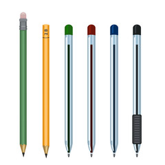 Vector Set of Classic Stationery Tools - Pencils and Pens