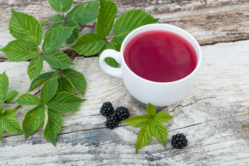 Cup of tea and blackberry