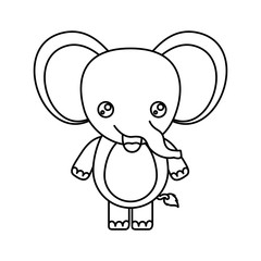 sketch silhouette of kawaii caricature cute happiness expression of elephant animal