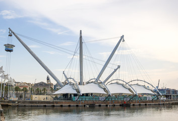 Fototapeta premium Tensile structure in ancient harbor of Genoa, (Genova), Italy