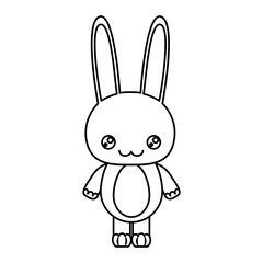 sketch silhouette of kawaii caricature cute happiness expression of rabbit animal