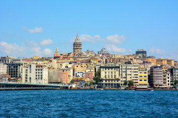 Fototapeta na wymiar Istanbul city with mosques and bosom canal in summer