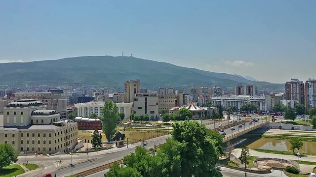Time lapse of Skopje city the capital of Macedonia 