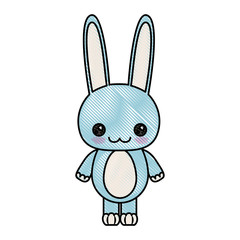 color crayon silhouette of kawaii caricature cute happiness expression of rabbit animal