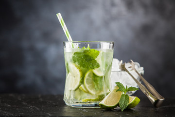 Mojito cocktail on dark background