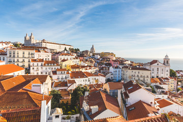 Fototapeta na wymiar Lisbon roof panoramic view on a sunny day