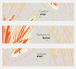 Roughly sketched trees and grass light gray banner set