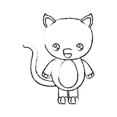 blurred silhouette of kawaii caricature cute surprised expression of cat animal