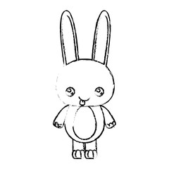 Fototapeta premium blurred silhouette of kawaii caricature cute expression and tongue out of rabbit animal
