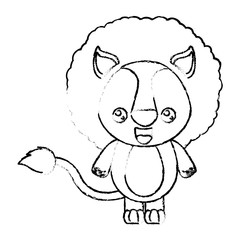 blurred silhouette of kawaii caricature cute surprised expression of lion animal