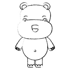 blurred silhouette of kawaii caricature cute happiness expression of hippopotamus animal