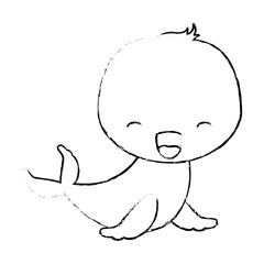 blurred silhouette of kawaii caricature cute seal aquatic animal