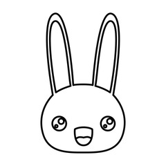 sketch silhouette of kawaii caricature face rabbit cute animal surprised expression