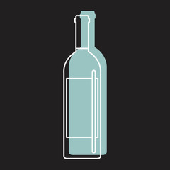 Bottle alcohol wine in line with color silhouette style icon vector illustration