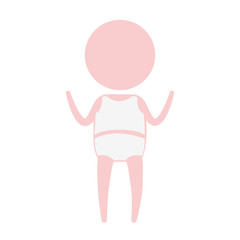 color pink pictogram silhouette little girl in top and knickers with hands up