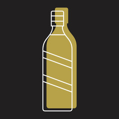 Bottle alcohol liqueur in line with color silhouette style icon vector illustration