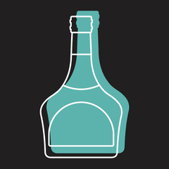 Bottle alcohol liqueur in line with color silhouette style icon vector illustration