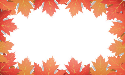 Naklejka na ściany i meble Autumn background. Frame of vector maple leaves. Template for Autumn banner, poster, ad, card.