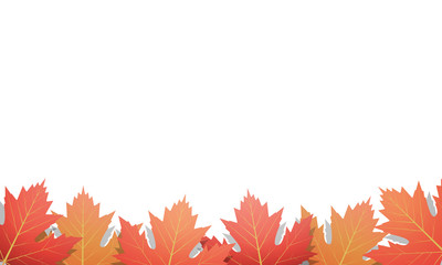 Autumn leaves background. Frame of vector maple leaves. Template for Autumn banner, poster, ad, card.