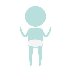 color blue pictogram silhouette little boy standing in knickers with hands up