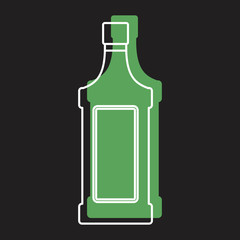 Bottle alcohol vodka in line with color silhouette style icon vector illustration