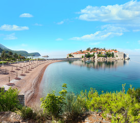 Sveti Stefan sea islet  (Montenegro). Summer panorama.