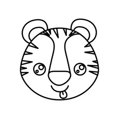 sketch silhouette of kawaii caricature face tiger cute animal