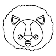 sketch silhouette of kawaii caricature face lion cute animal
