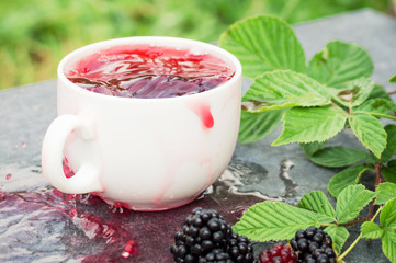 Cup of tea and blackberry