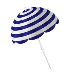 Vector illustration of a beach blue and white  umbrella  on a transparent background