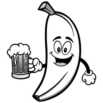  Banana with Beer Illustration