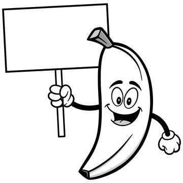 Banana with Sign Illustration