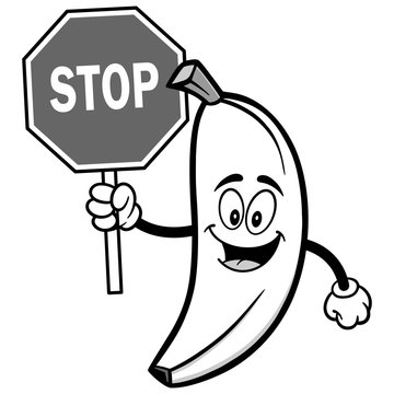 Banana with Stop Sign Illustration