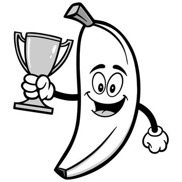  Banana with Trophy Illustration