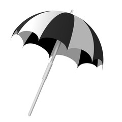 Vector illustration of a beach black and white umbrella  on a transparent background