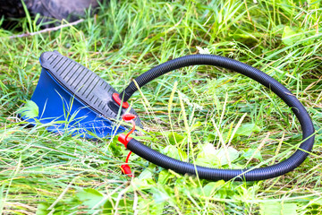 Foot air pump to inflate mattresses etc.